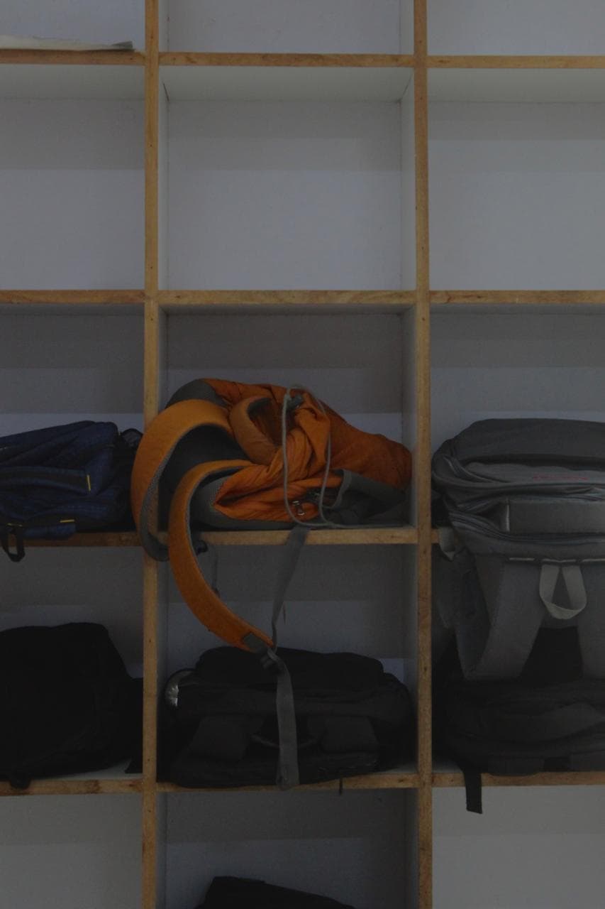 bags outside the library